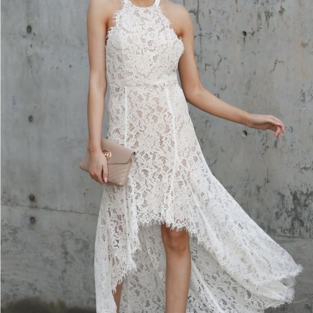 White Lace High-Low Dress